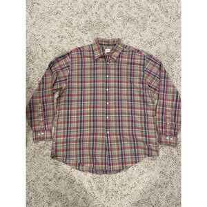 Brooks Brothers Plaid Shirt Mens Sz XL Button Up Long Sleeve Multi Color Red